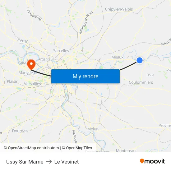 Ussy-Sur-Marne to Le Vesinet map