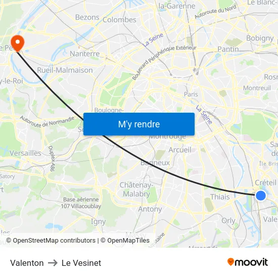 Valenton to Le Vesinet map