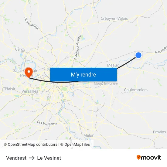 Vendrest to Le Vesinet map