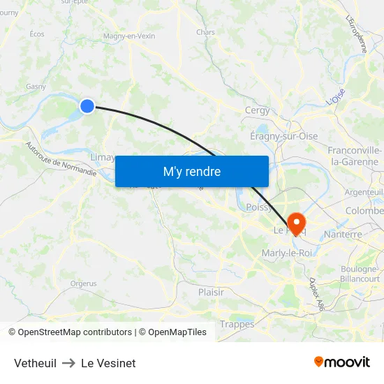 Vetheuil to Le Vesinet map