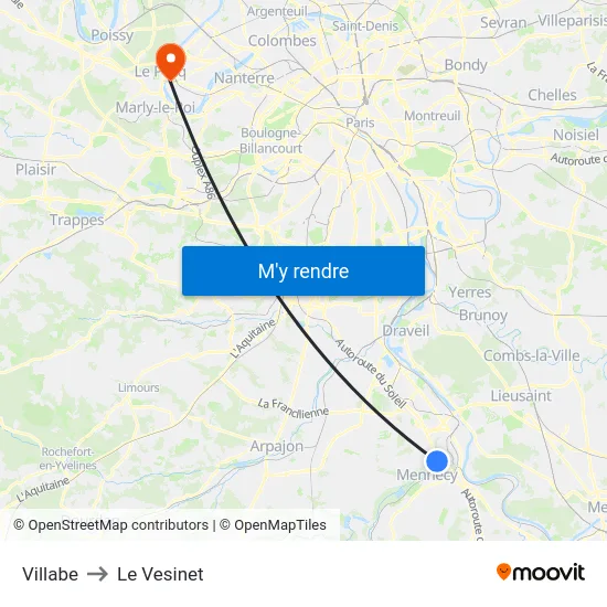 Villabe to Le Vesinet map