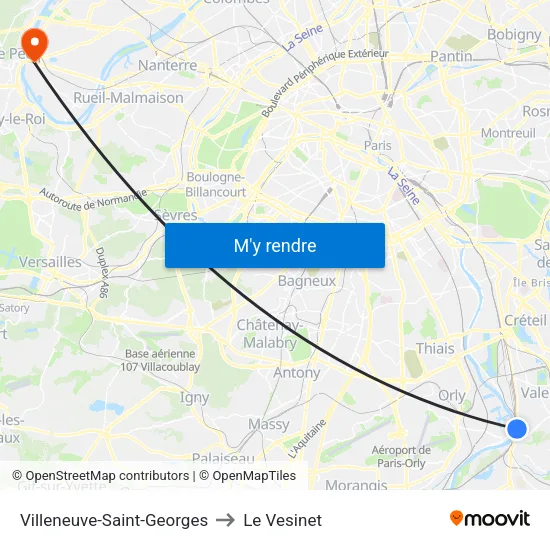 Villeneuve-Saint-Georges to Le Vesinet map