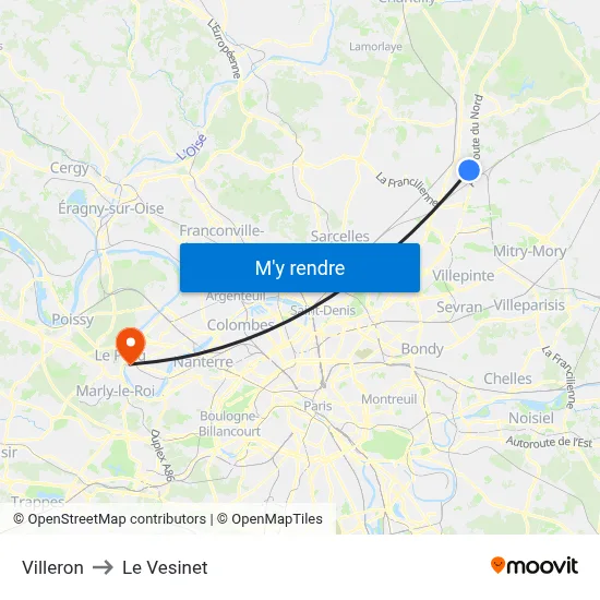 Villeron to Le Vesinet map