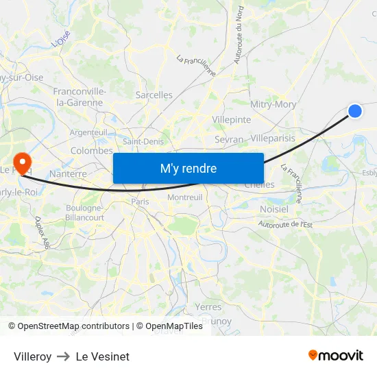 Villeroy to Le Vesinet map