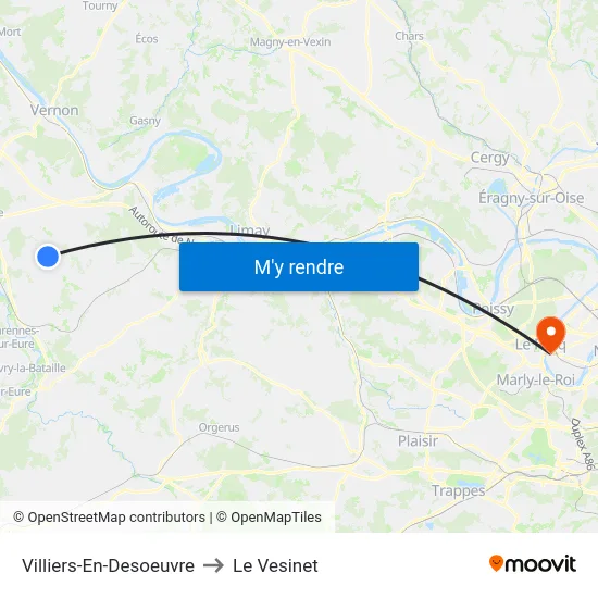 Villiers-En-Desoeuvre to Le Vesinet map