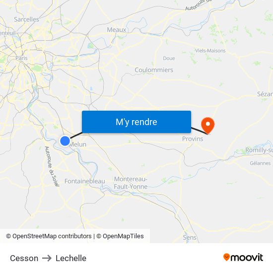 Cesson to Lechelle map