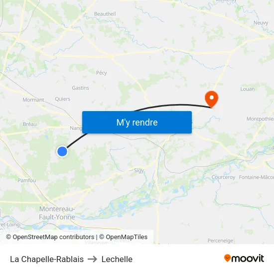 La Chapelle-Rablais to Lechelle map