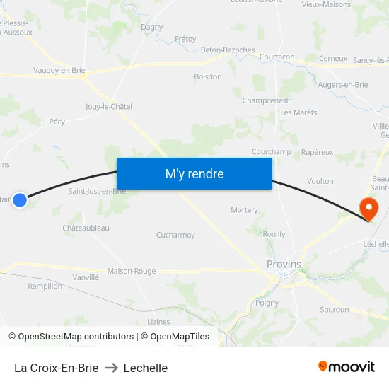 La Croix-En-Brie to Lechelle map