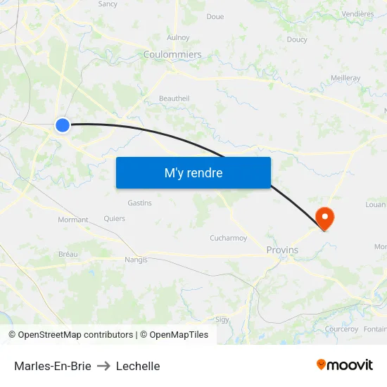 Marles-En-Brie to Lechelle map