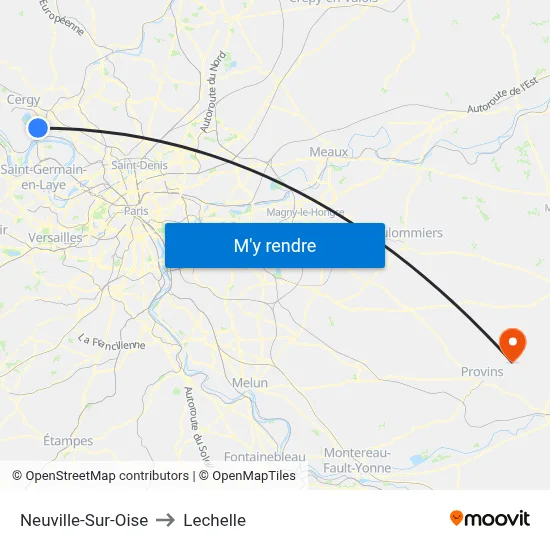 Neuville-Sur-Oise to Lechelle map