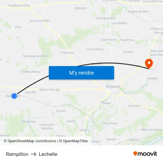 Rampillon to Lechelle map