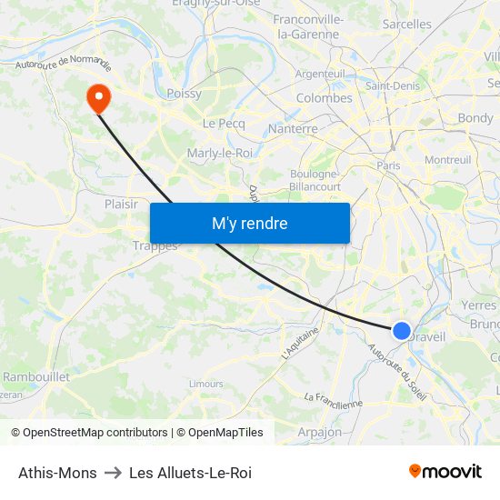 Athis-Mons to Les Alluets-Le-Roi map