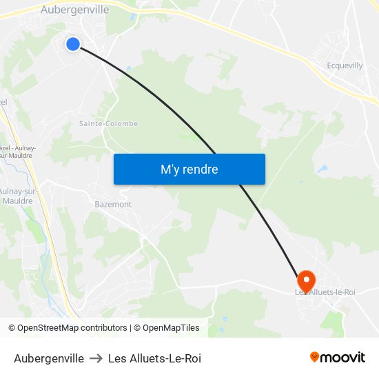 Aubergenville to Les Alluets-Le-Roi map