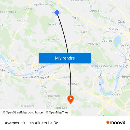 Avernes to Les Alluets-Le-Roi map