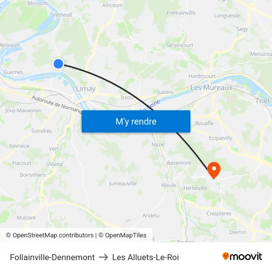 Follainville-Dennemont to Les Alluets-Le-Roi map