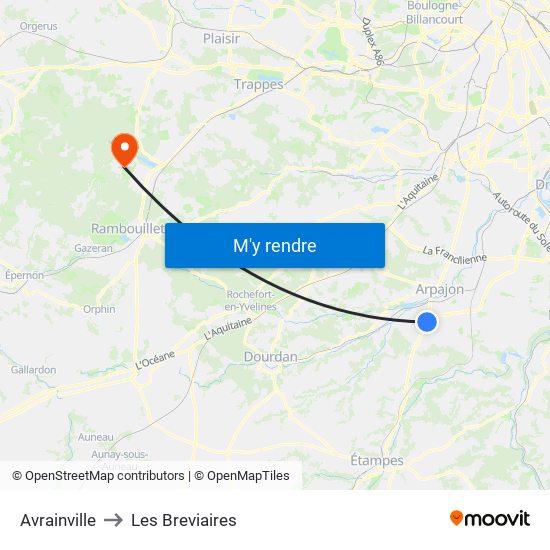 Avrainville to Les Breviaires map
