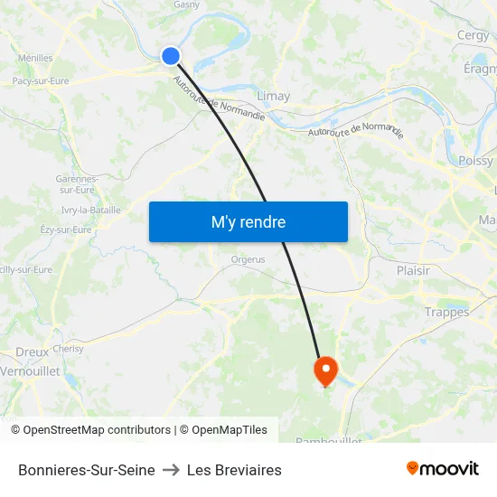 Bonnieres-Sur-Seine to Les Breviaires map