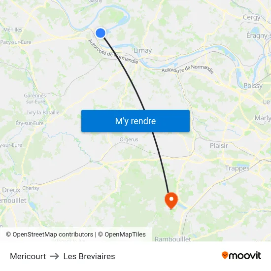 Mericourt to Les Breviaires map