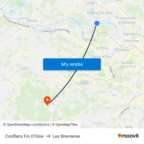 Conflans Fin D'Oise to Les Breviaires map