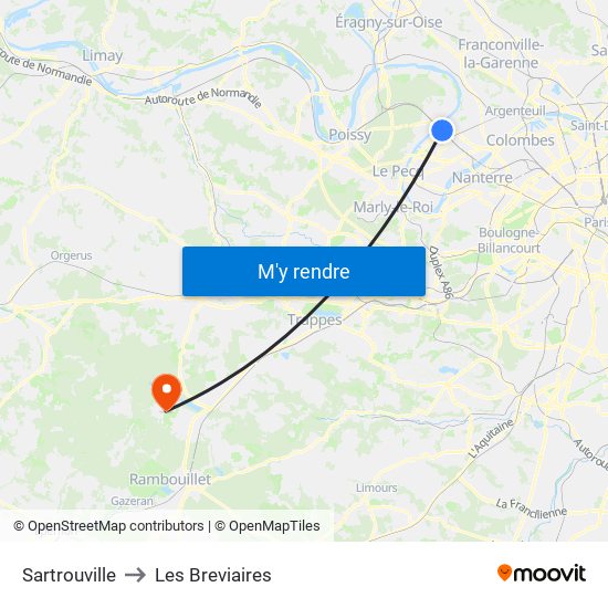 Sartrouville to Les Breviaires map