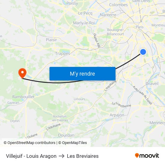 Villejuif - Louis Aragon to Les Breviaires map