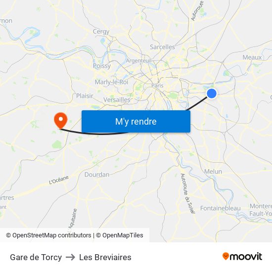 Gare de Torcy to Les Breviaires map