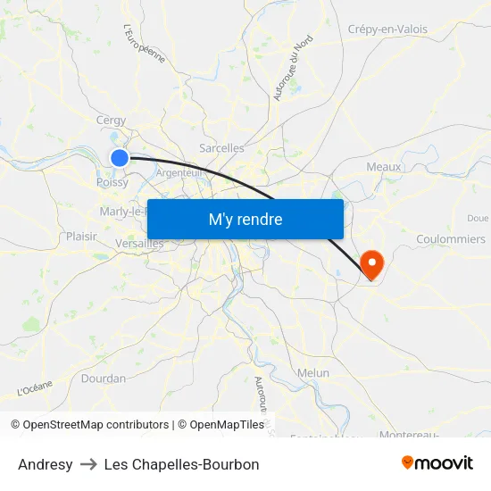 Andresy to Les Chapelles-Bourbon map