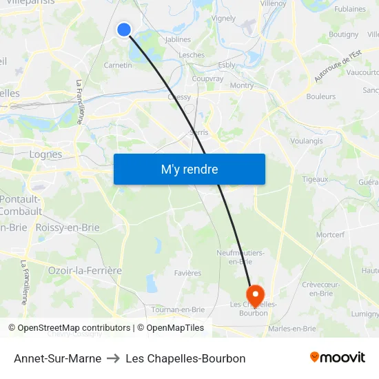 Annet-Sur-Marne to Les Chapelles-Bourbon map