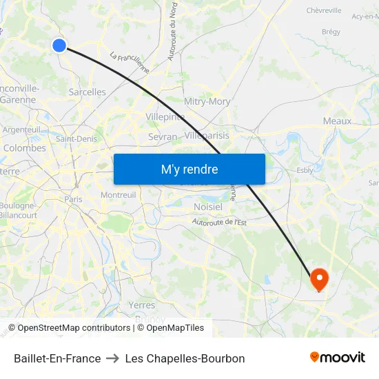 Baillet-En-France to Les Chapelles-Bourbon map