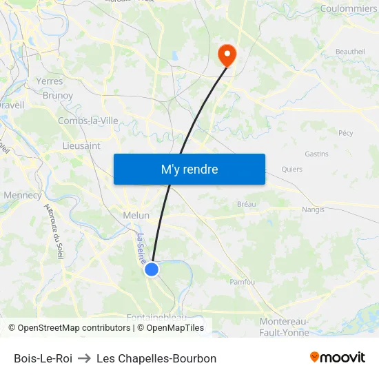 Bois-Le-Roi to Les Chapelles-Bourbon map