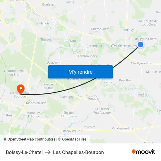 Boissy-Le-Chatel to Les Chapelles-Bourbon map