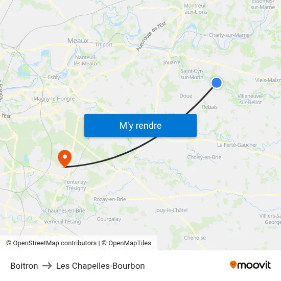 Boitron to Les Chapelles-Bourbon map