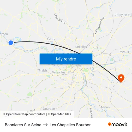 Bonnieres-Sur-Seine to Les Chapelles-Bourbon map