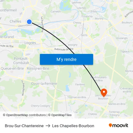 Brou-Sur-Chantereine to Les Chapelles-Bourbon map
