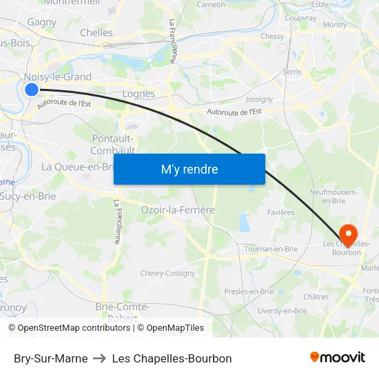 Bry-Sur-Marne to Les Chapelles-Bourbon map