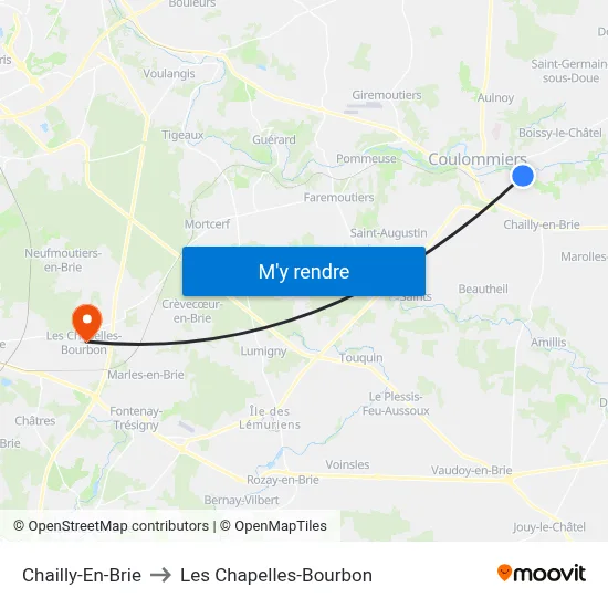 Chailly-En-Brie to Les Chapelles-Bourbon map
