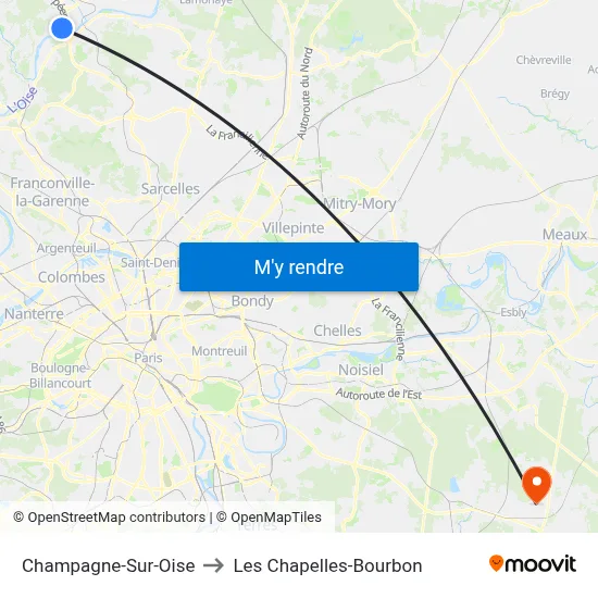 Champagne-Sur-Oise to Les Chapelles-Bourbon map
