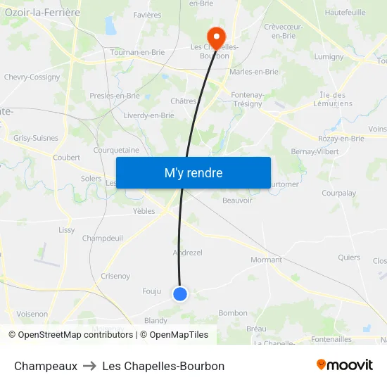Champeaux to Les Chapelles-Bourbon map