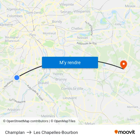 Champlan to Les Chapelles-Bourbon map