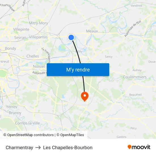 Charmentray to Les Chapelles-Bourbon map