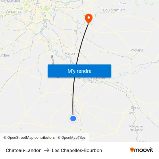 Chateau-Landon to Les Chapelles-Bourbon map