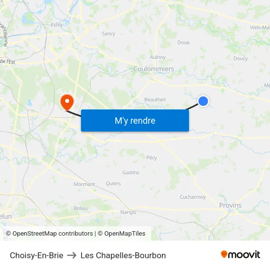 Choisy-En-Brie to Les Chapelles-Bourbon map