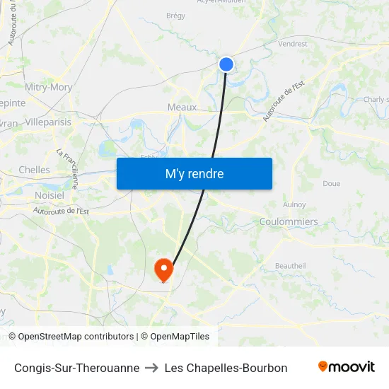 Congis-Sur-Therouanne to Les Chapelles-Bourbon map