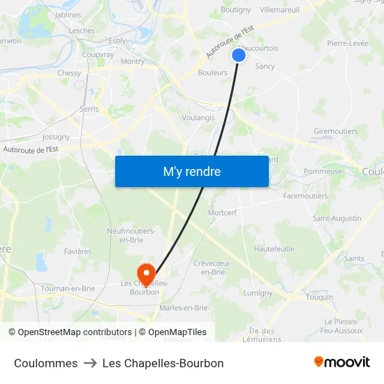 Coulommes to Les Chapelles-Bourbon map