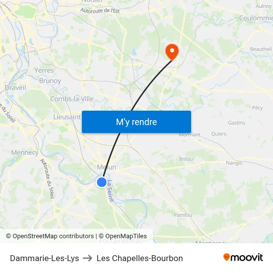 Dammarie-Les-Lys to Les Chapelles-Bourbon map
