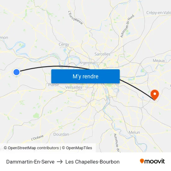 Dammartin-En-Serve to Les Chapelles-Bourbon map