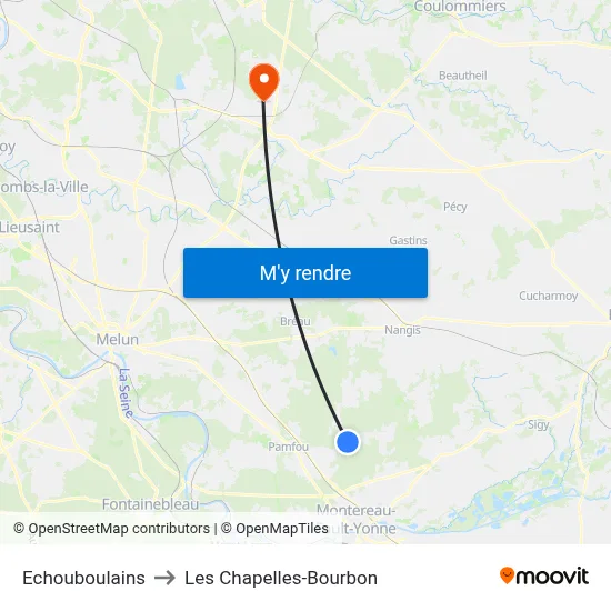 Echouboulains to Les Chapelles-Bourbon map