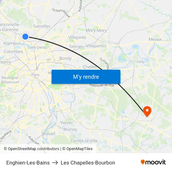 Enghien-Les-Bains to Les Chapelles-Bourbon map