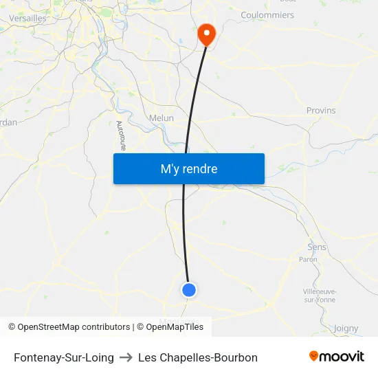 Fontenay-Sur-Loing to Les Chapelles-Bourbon map