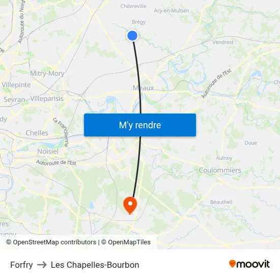 Forfry to Les Chapelles-Bourbon map